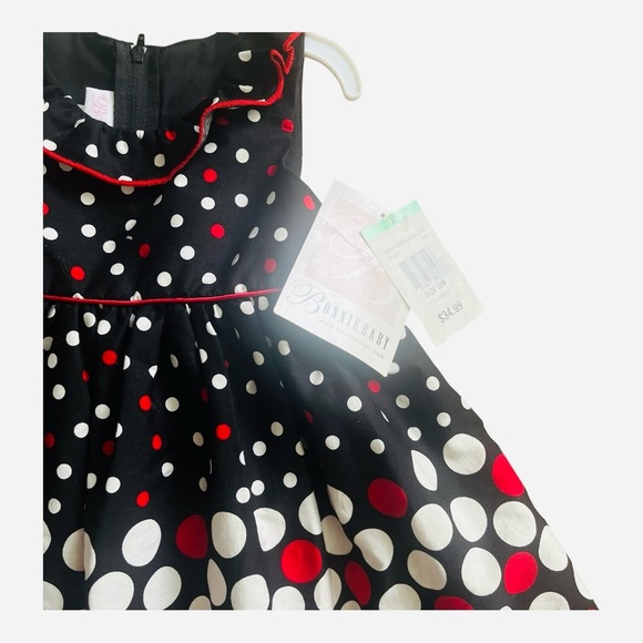 Bonnie Baby black dress and pants 18 M with red and white polka dots A-line belt - Picture 5 of 11